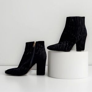 Louise et Cie Black Velvet Booties SZ 8.5 Zebra Texture Boots Dressy Mob Wife